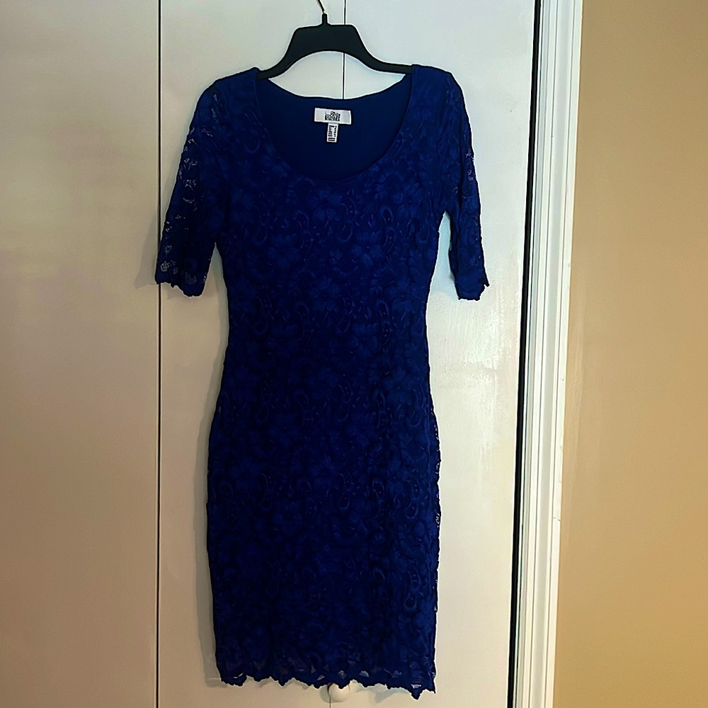 Royal blue lined lace dress.. worn once, and it’s in great condition